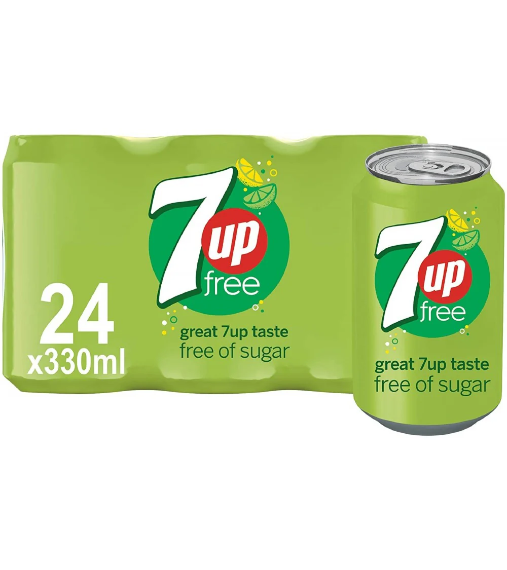 7 Up Zero Lemon and Lime Carbonated Canned Soft Drink 330ml (Pack of 24) - Image 4