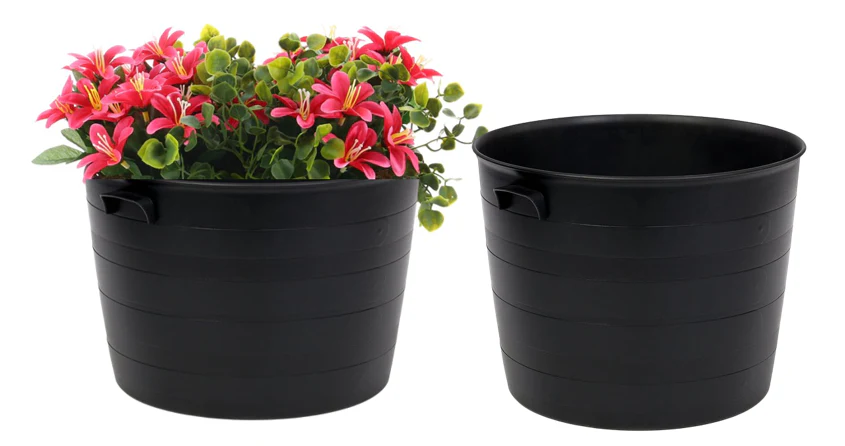 Strata Indoor or Outdoor Blacksmith Patio Planter 35cm , Black Wide Planters (121574) - Image 6
