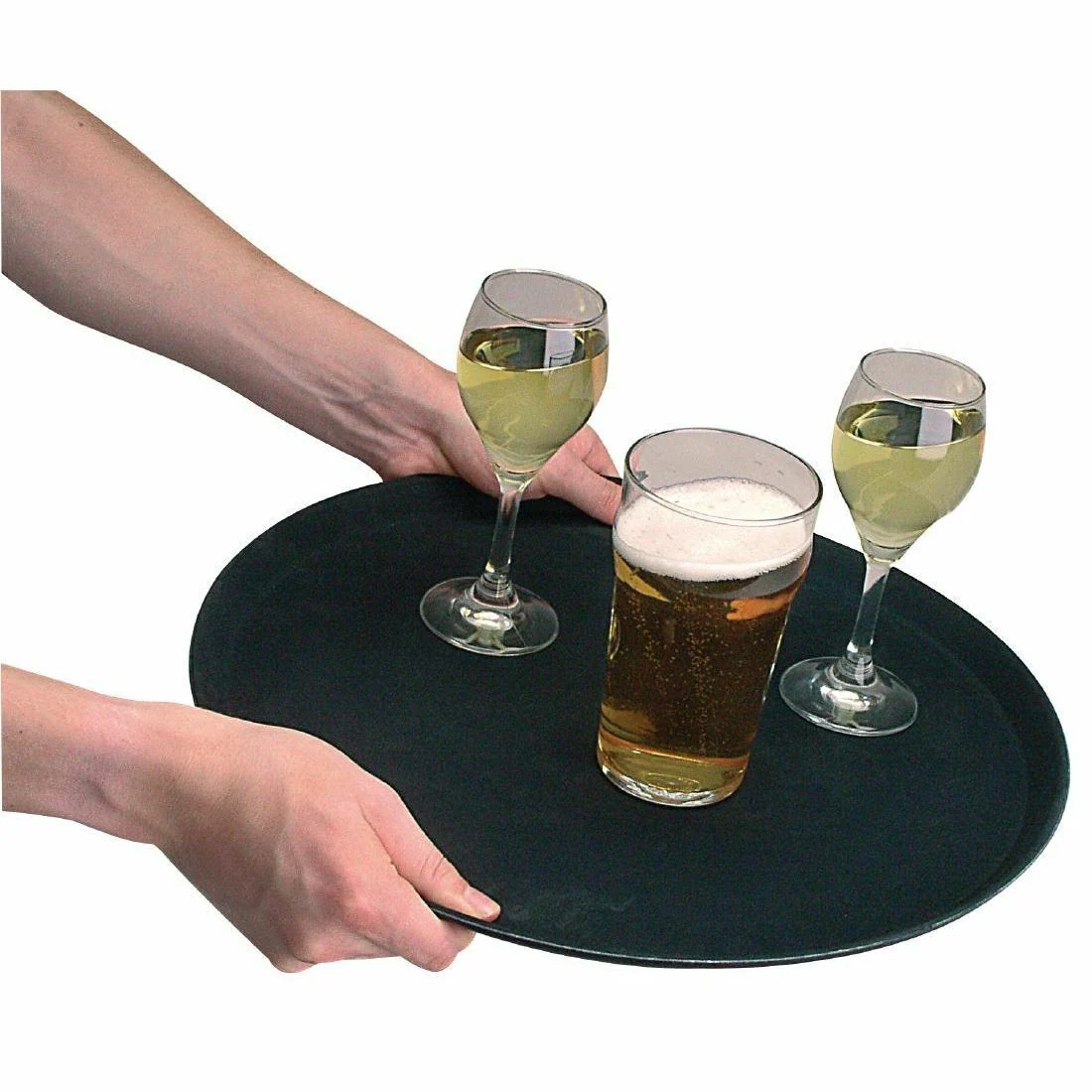 Round Bar tray -  14'' Black Non Slip Round Serving Drinks Trays - Image 4